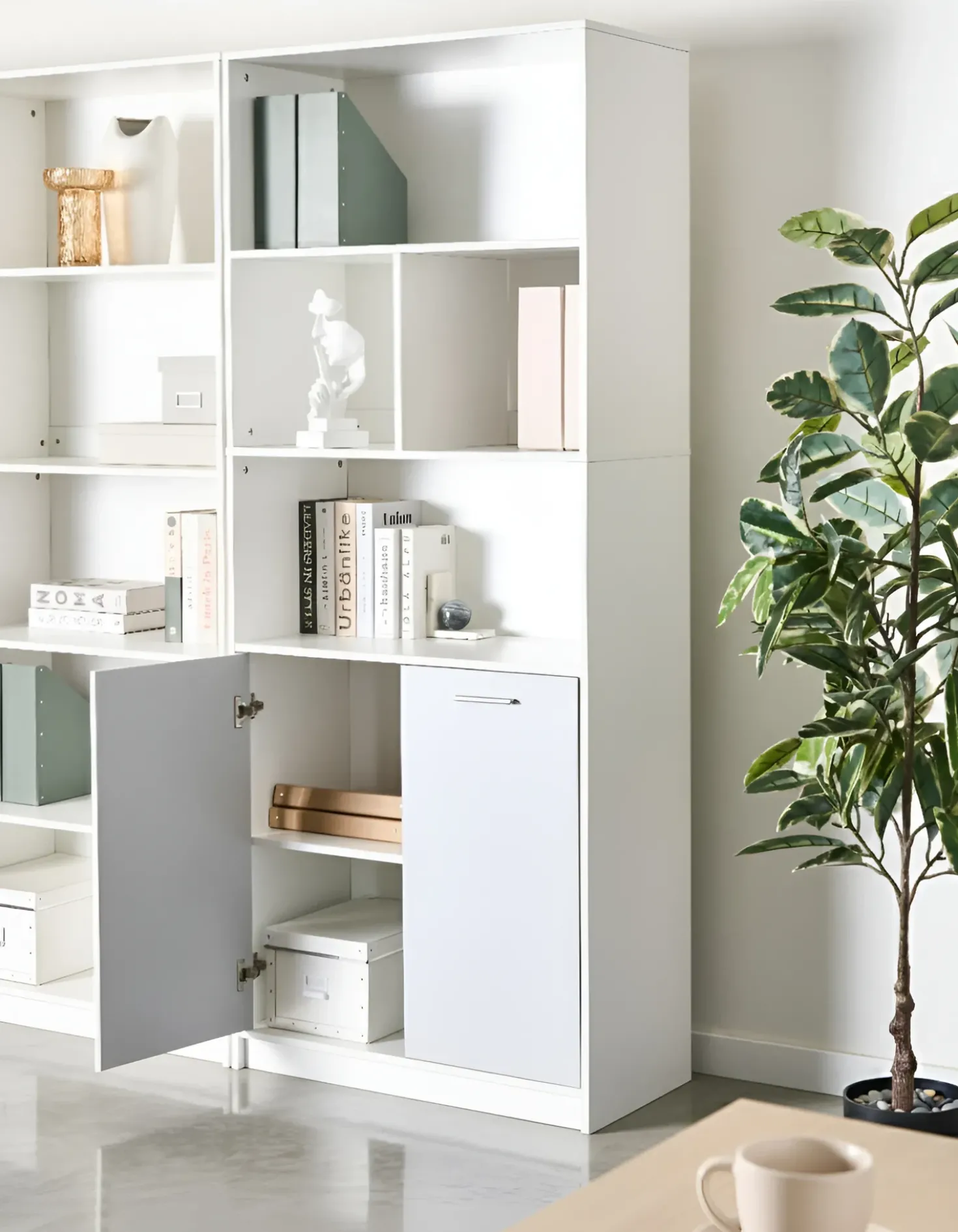 Libreria a 2 ante ZEHNA Grigio/Bianco