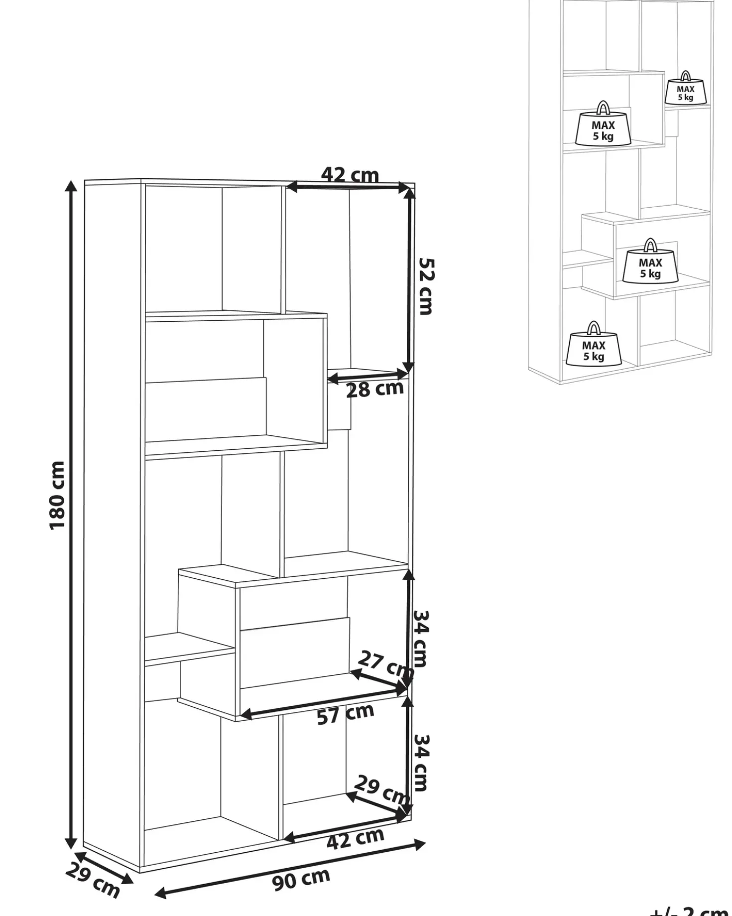 Libreria a 6 ripiani CHATEH 180 cm Marrone chiaro