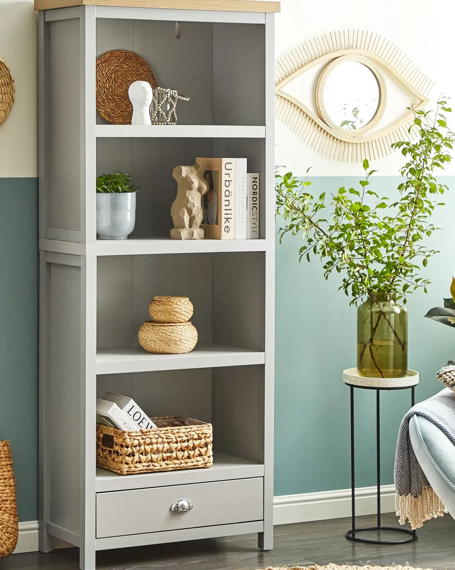 Libreria a 4 ripiani CLIO 180 cm Grigio chiaro