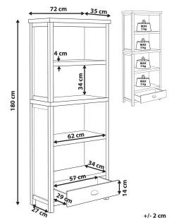Libreria a 4 ripiani CLIO 180 cm Grigio chiaro