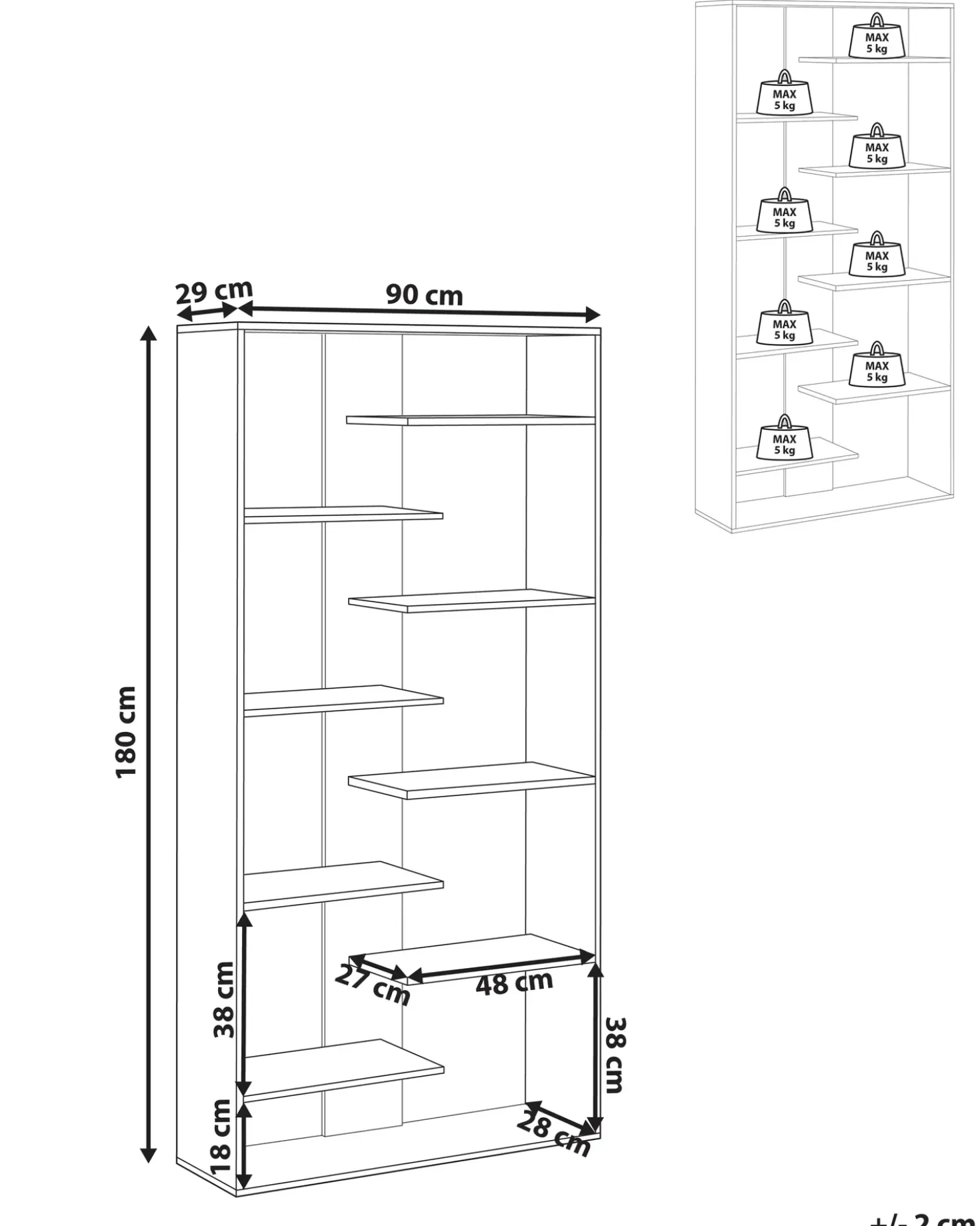 Libreria a 8 ripiani FONTAS 180 cm Marrone chiaro