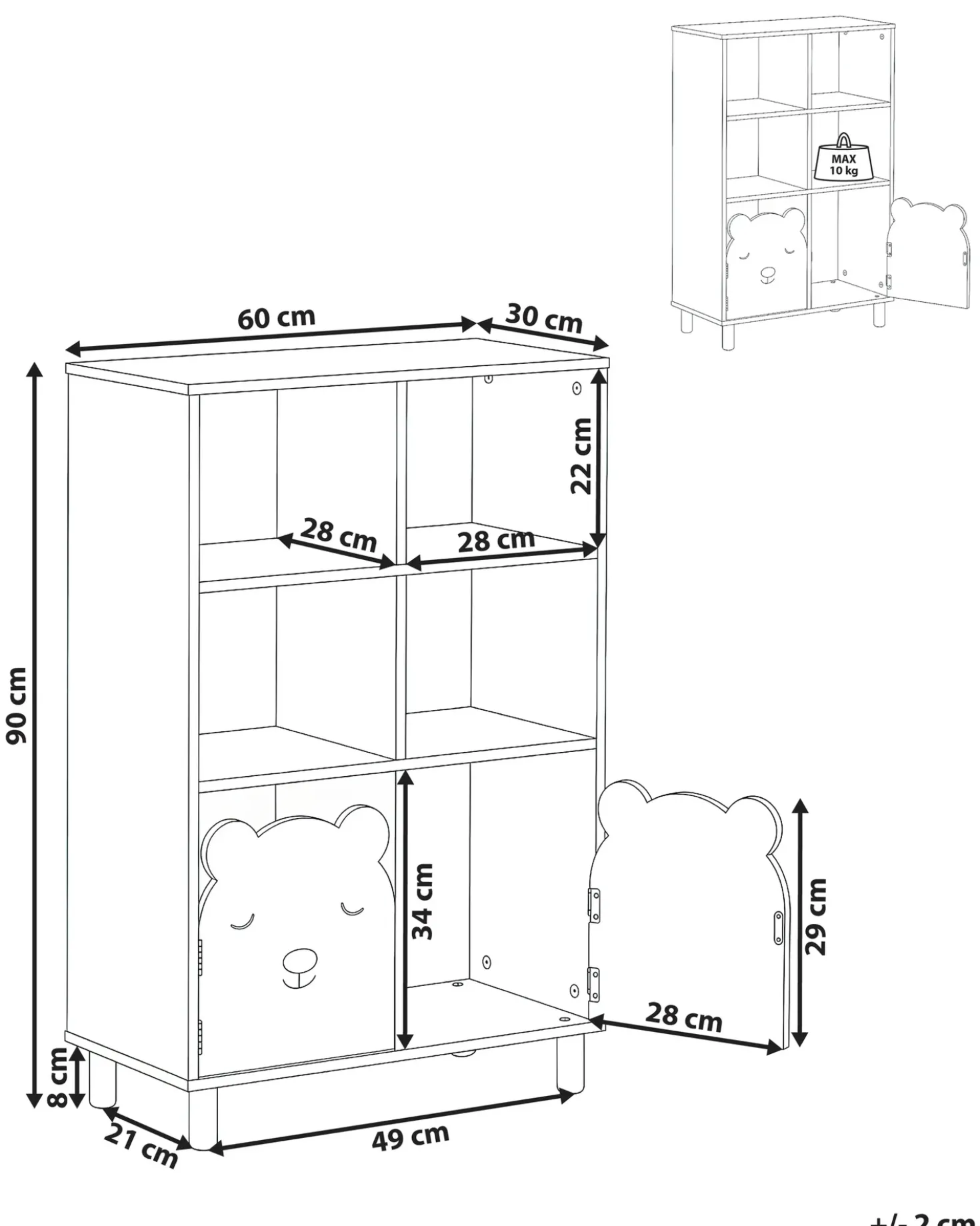 Libreria a 3 ripiani NOBBY 90 cm Verde chiaro