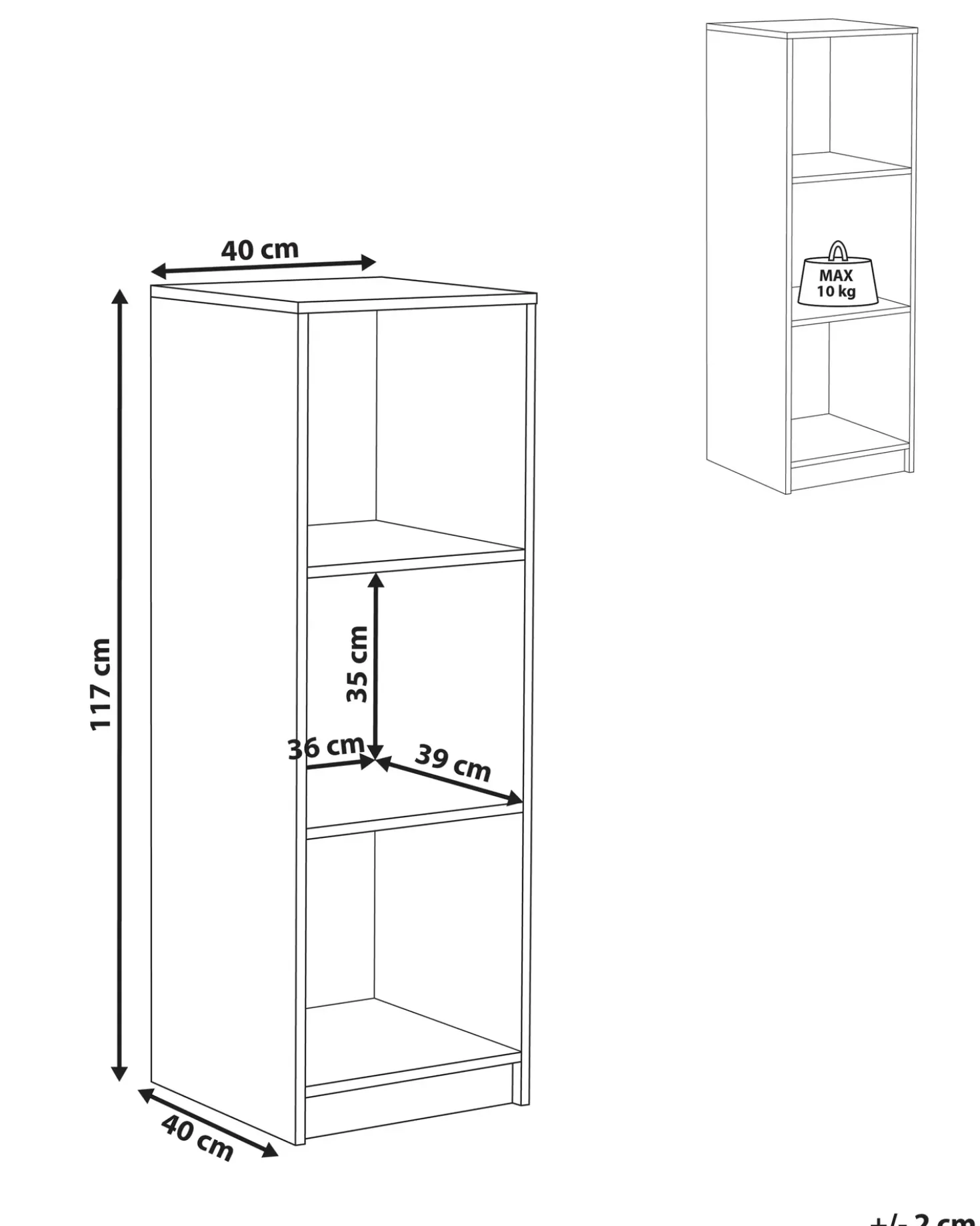 Libreria a 3 ripiani ZEHNA 117 cm Marrone chiaro