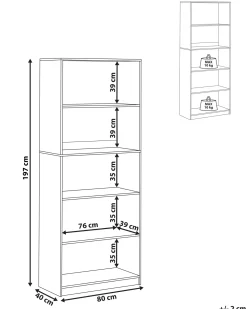 Libreria a 5 ripiani ZEHNA 197 cm Bianco