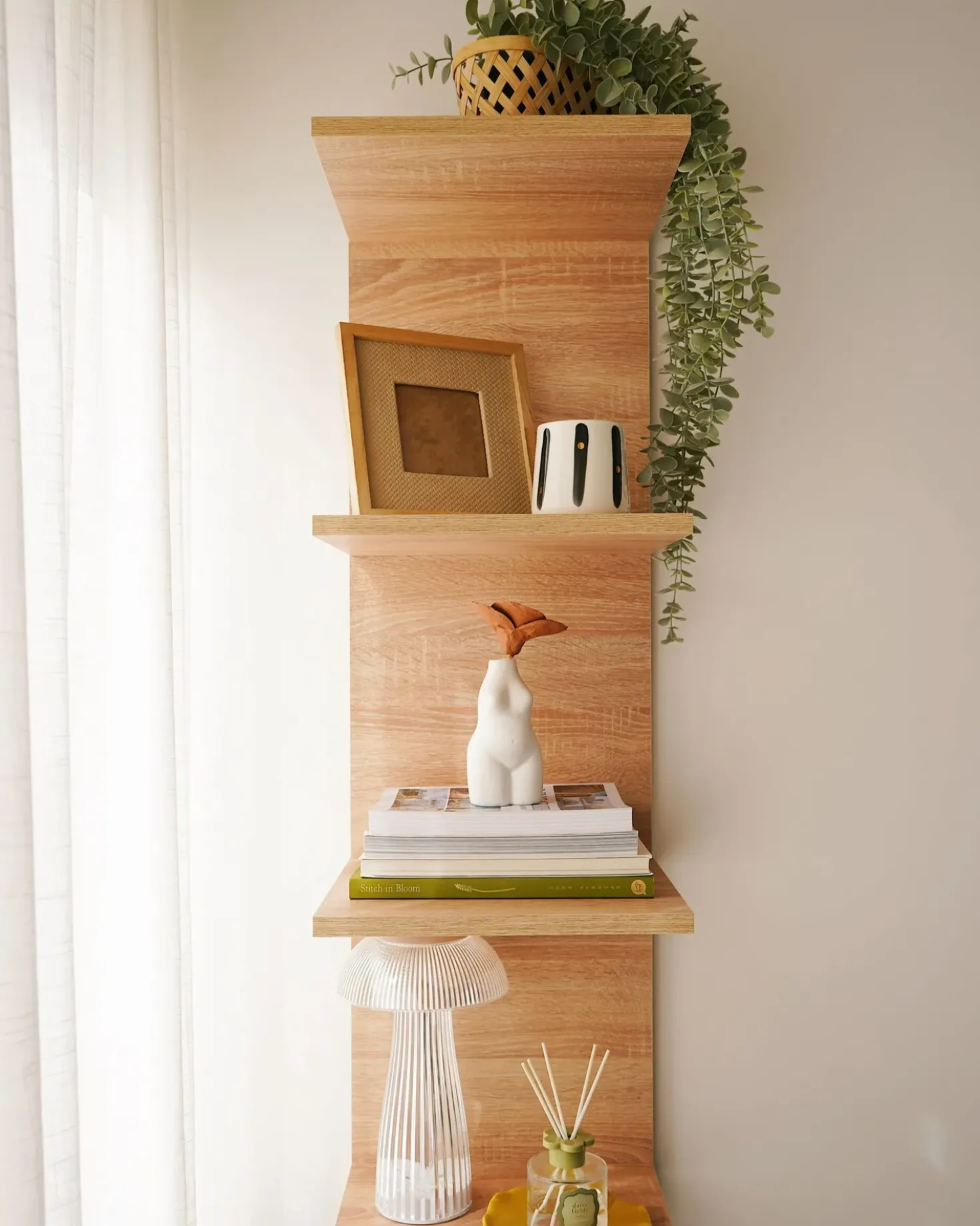 Libreria a parete ESTON 190 cm Marrone chiaro