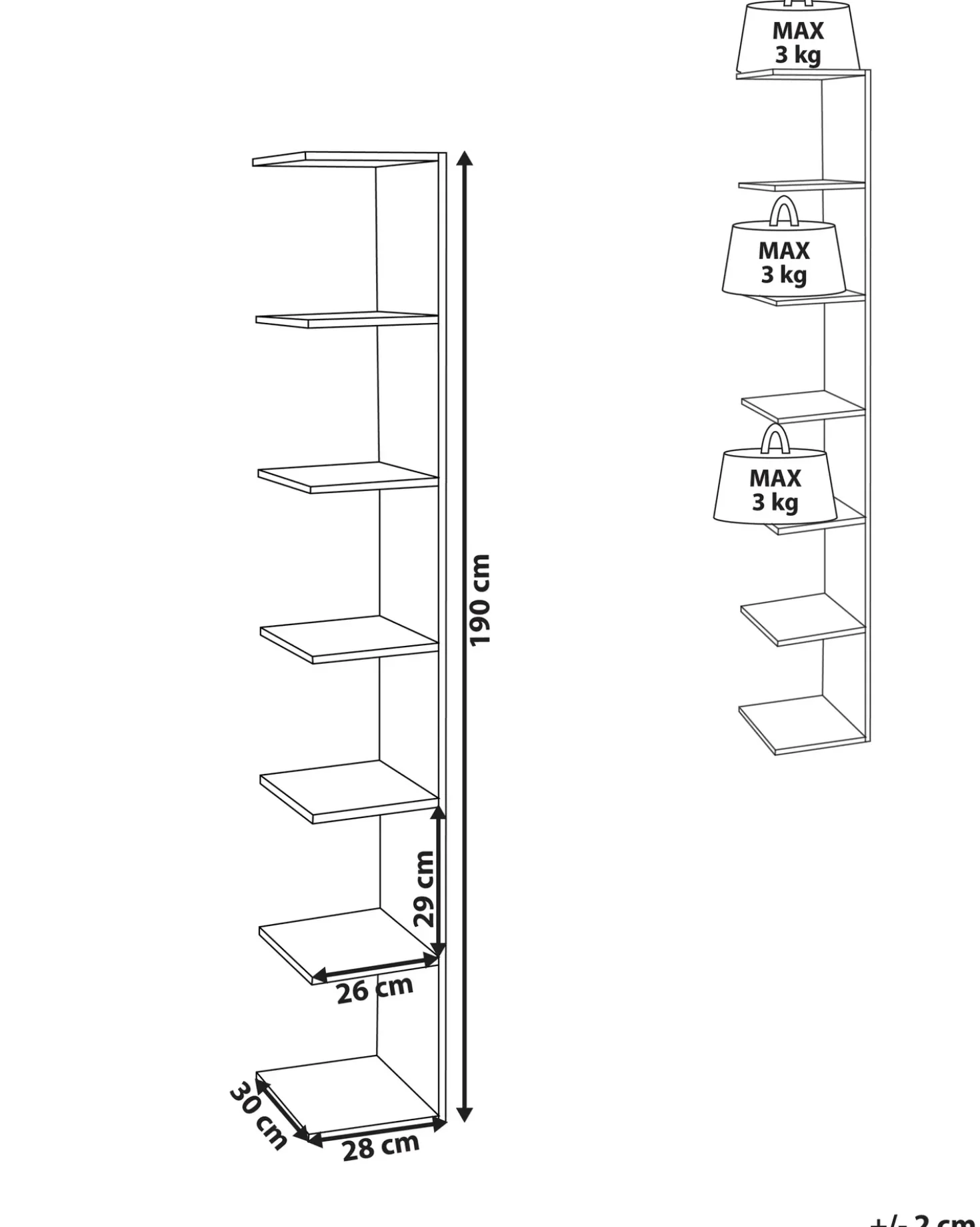 Libreria a parete ESTON 190 cm Marrone chiaro