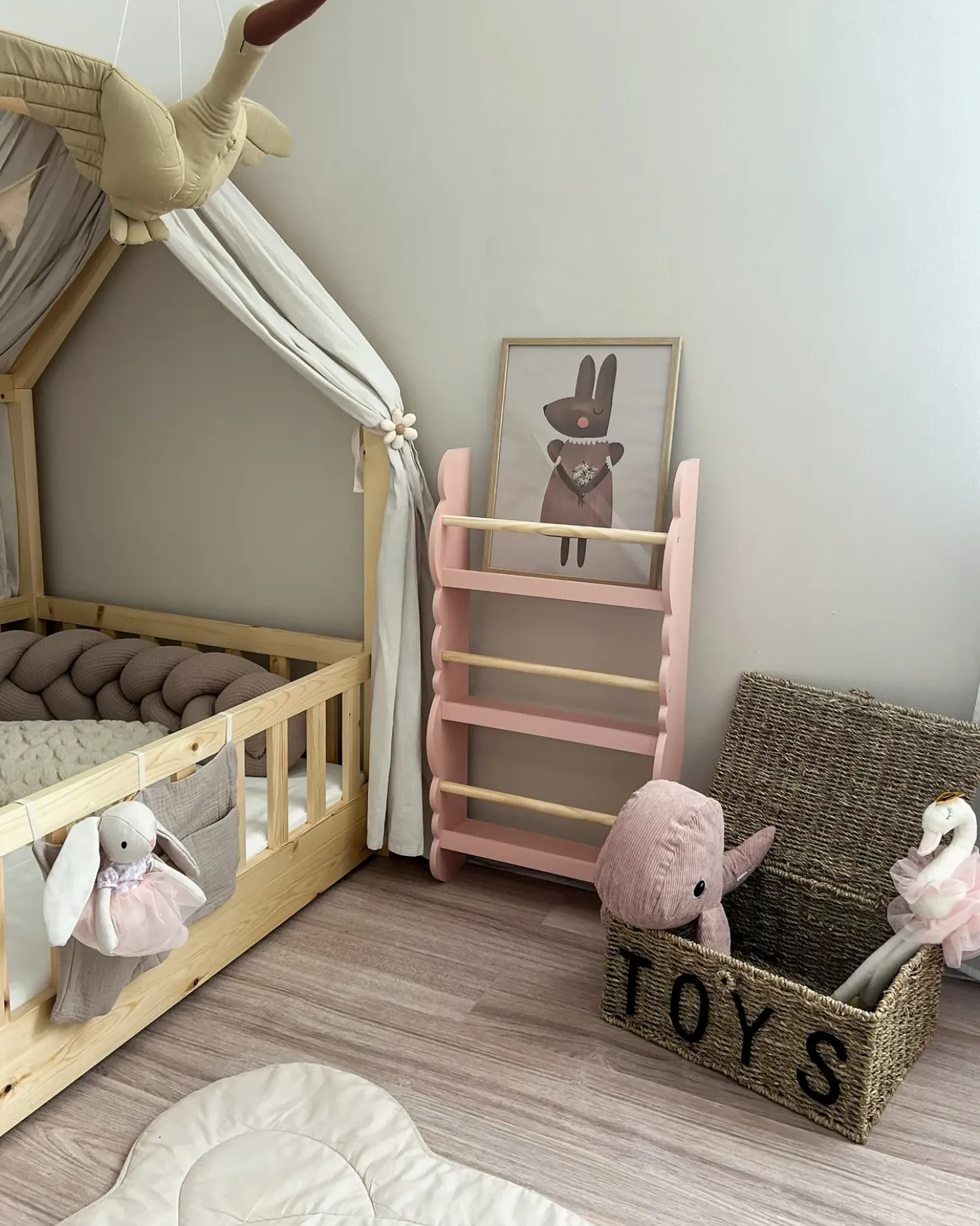 Libreria a parete RIGOLET 80 cm Rosa pastello