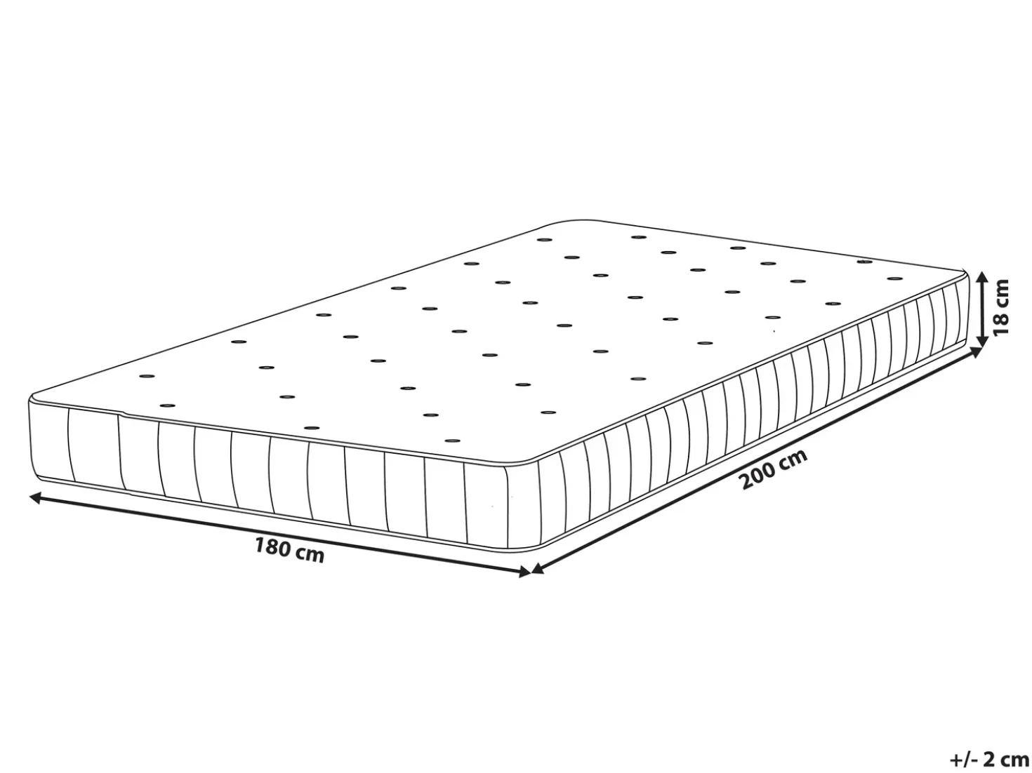 Materasso a molle insacchettate DUO Durezza alta H3/4 Durezza media H2/3 180 x 200 cm