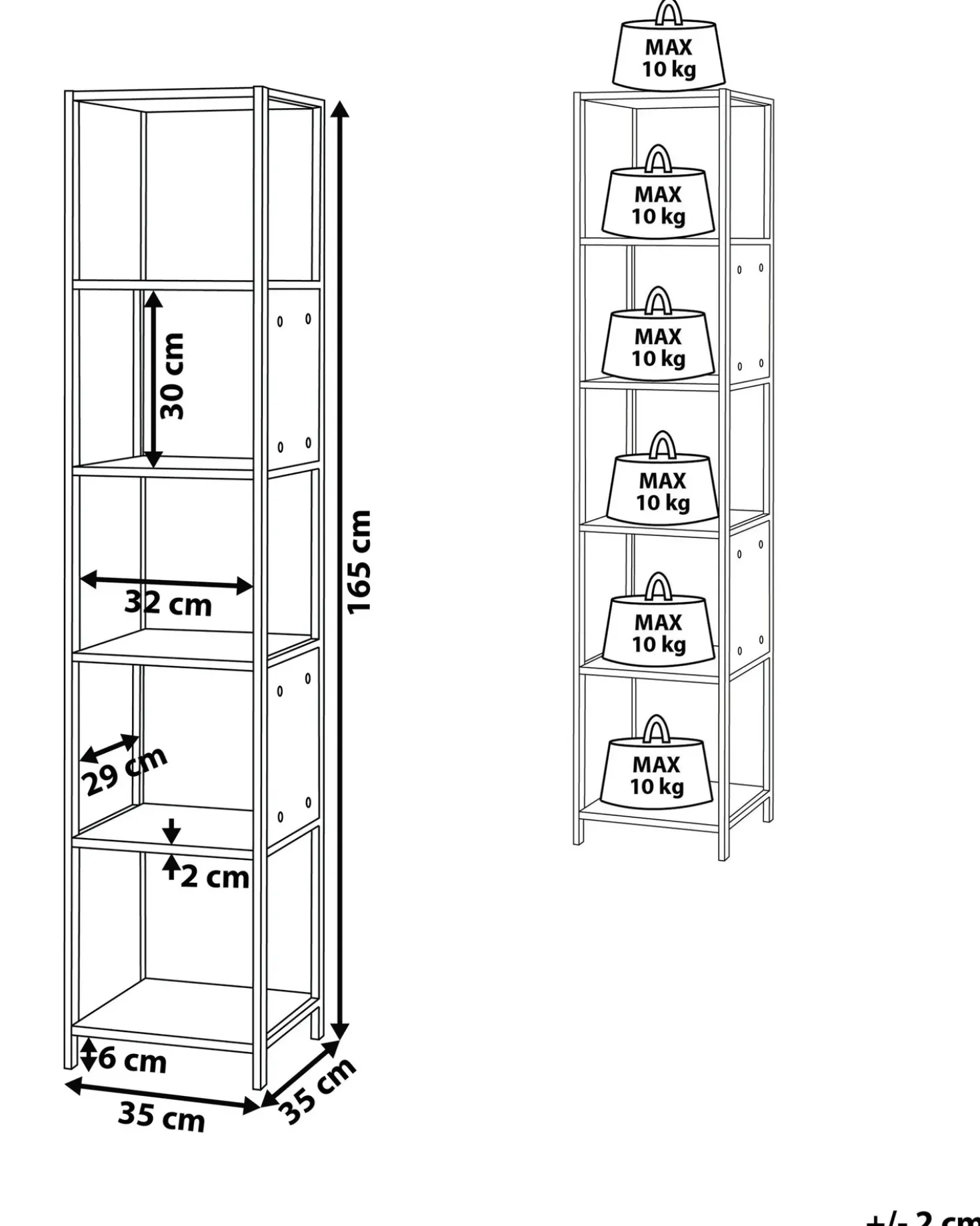 Mobile con 5 ripiani BOGOTA 165 cm Bianco