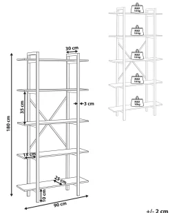 Mobile con 5 ripiani DARBY 180 cm Marrone scuro