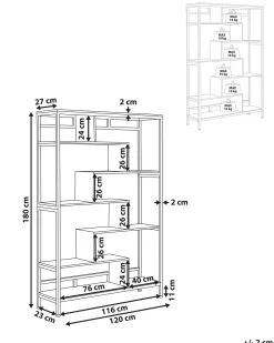 Mobile con 6 ripiani DAVEN 180 cm Marrone