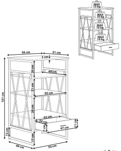 Mobile con 3 ripiani KEENE 101 cm Marrone scuro