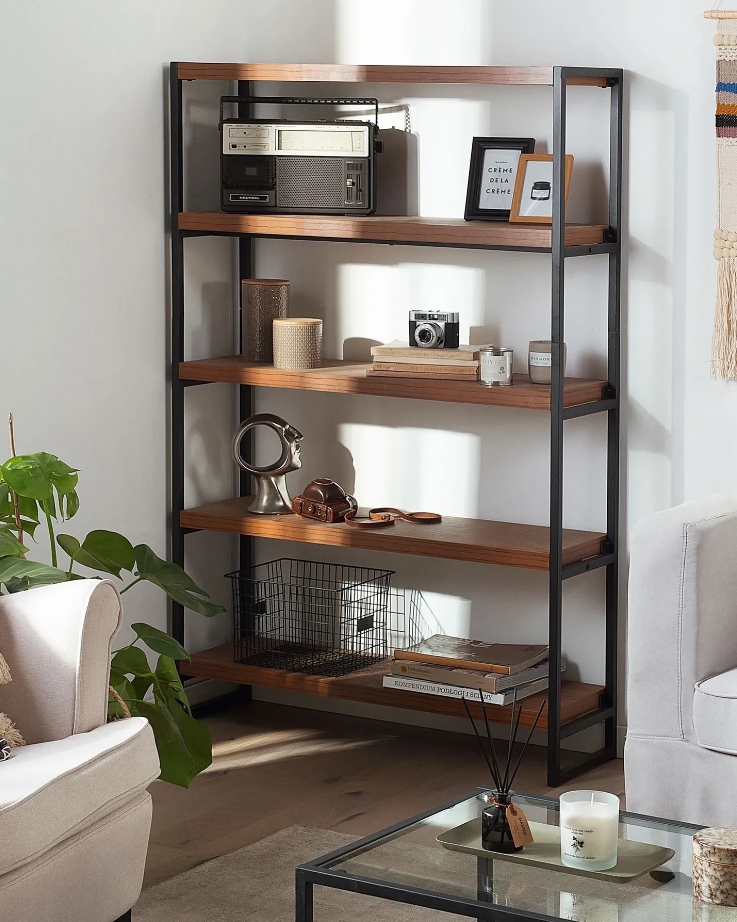 Mobile con 4 ripiani TIFTON 155 cm Marrone scuro