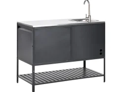 Mobile da cucina per esterni con lavello MAENZA Metallo Nero