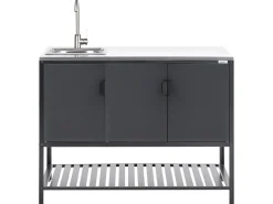 Mobile da cucina per esterni con lavello MAENZA Metallo Nero