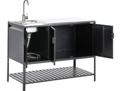 Mobile da cucina per esterni con lavello MAENZA Metallo Nero