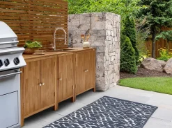 Mobile da cucina per esterni con lavello VENOSA Legno d'acacia Marrone/Argento