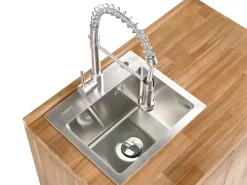 Mobile da cucina per esterni con lavello VENOSA Legno d'acacia Marrone/Argento