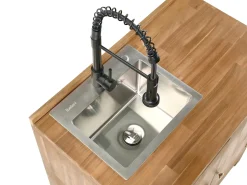 Mobile da cucina per esterni con lavello VENOSA Legno d'acacia Marrone/Nero