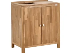 Mobile da cucina per esterni con lavello VENOSA Legno d'acacia Marrone/Nero