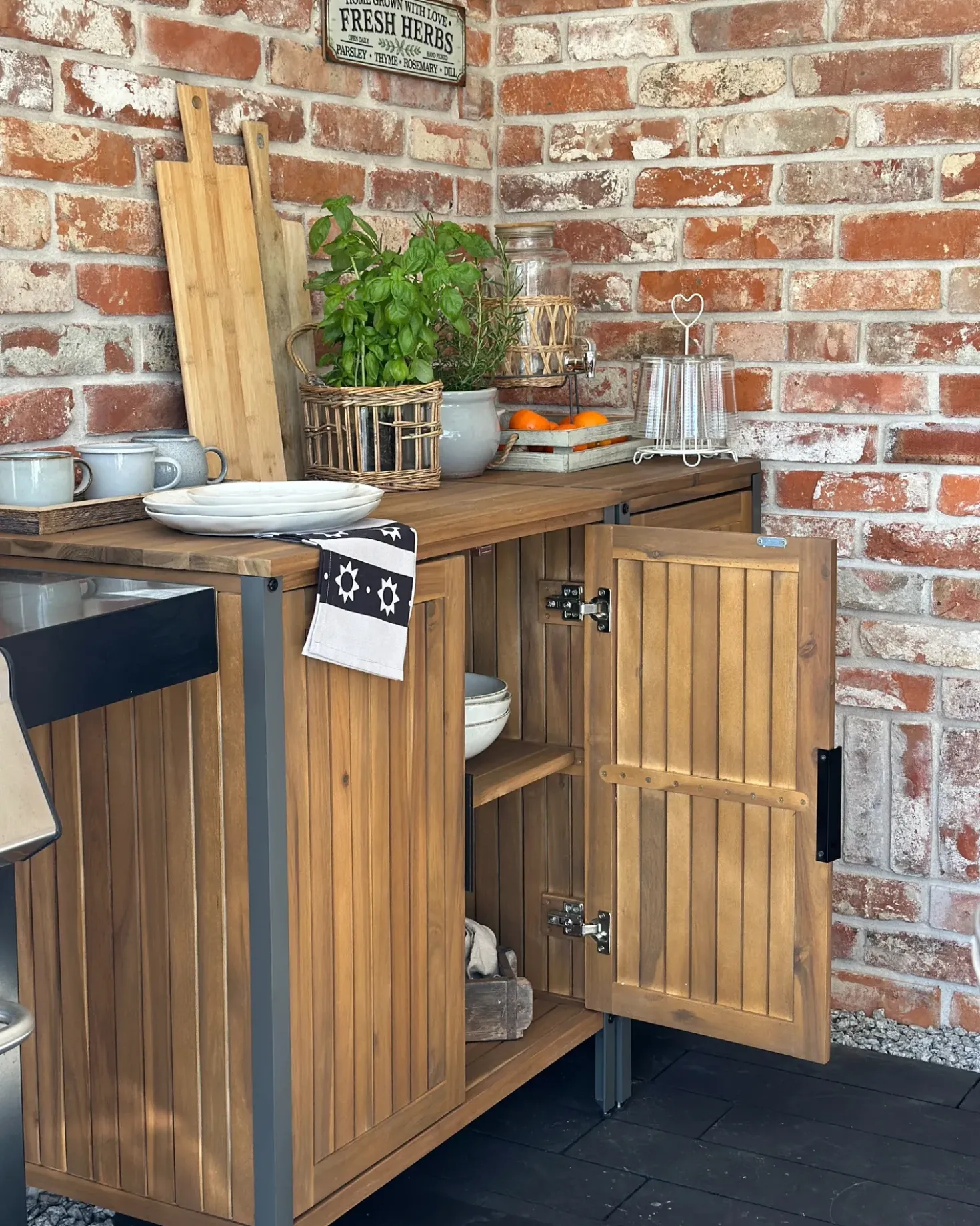 Mobile da cucina per esterni IVREA Legno di acacia certificato Marrone