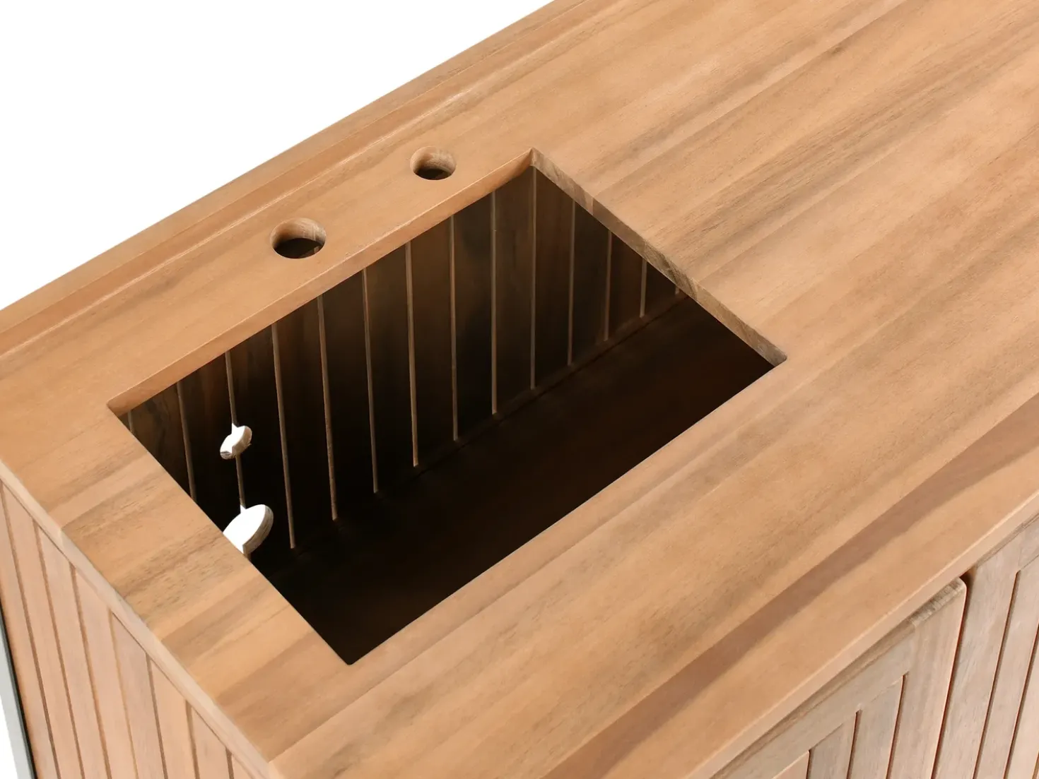 Mobile da cucina per esterni con lavello IVREA Legno di acacia certificato Marrone/Argento