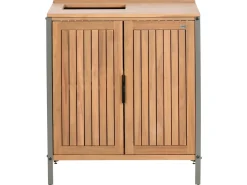 Mobile da cucina per esterni con lavello IVREA Legno di acacia certificato Marrone/Argento