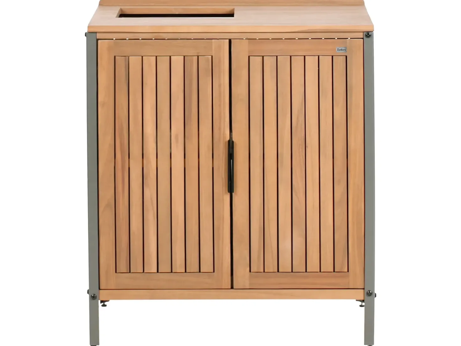 Mobile da cucina per esterni con lavello IVREA Legno di acacia certificato Marrone/Argento