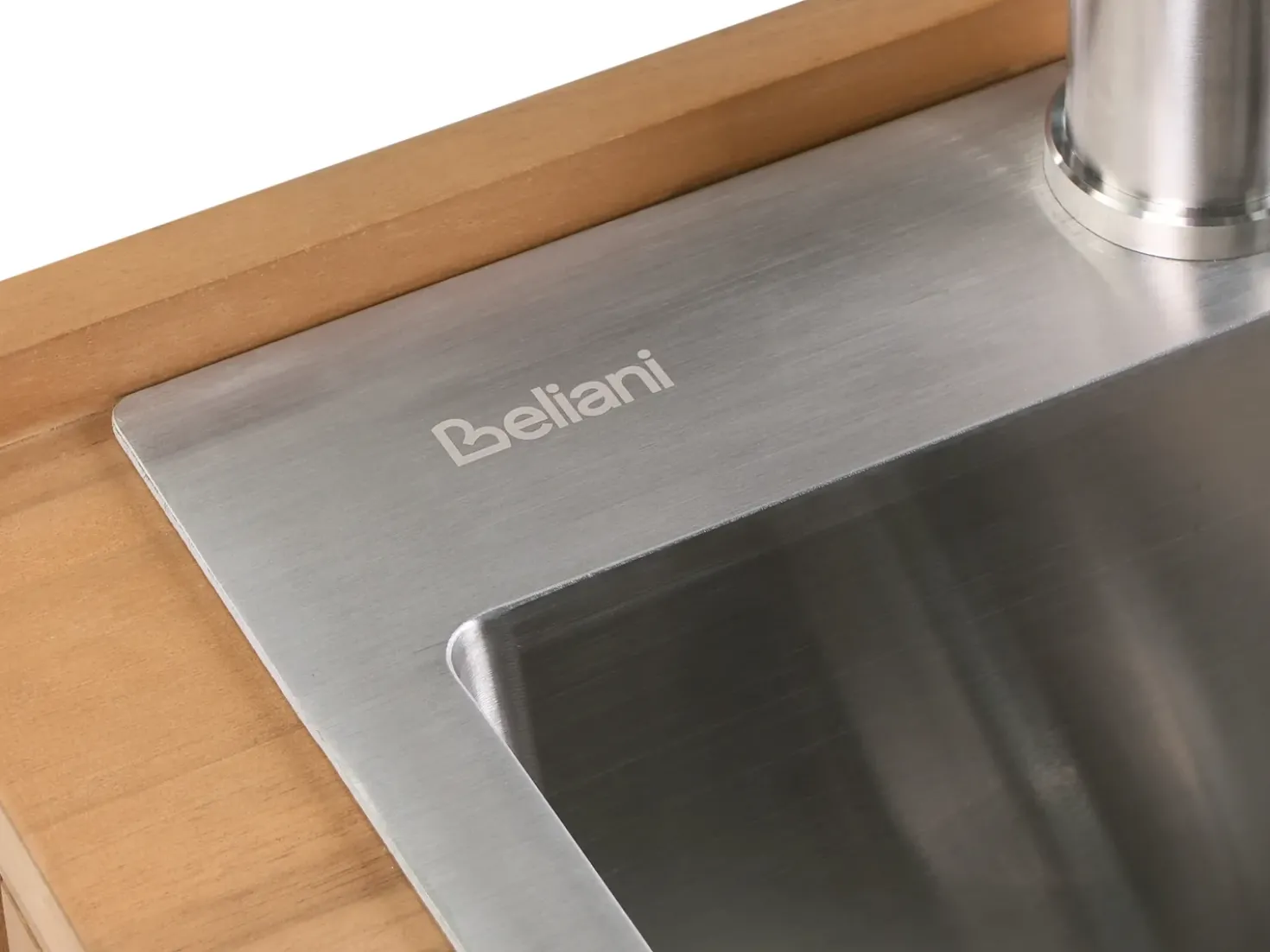 Mobile da cucina per esterni con lavello IVREA Legno di acacia certificato Marrone/Argento