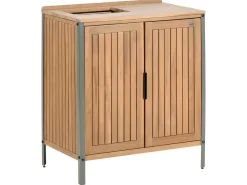 Mobile da cucina per esterni con lavello IVREA Legno di acacia certificato Marrone/Argento