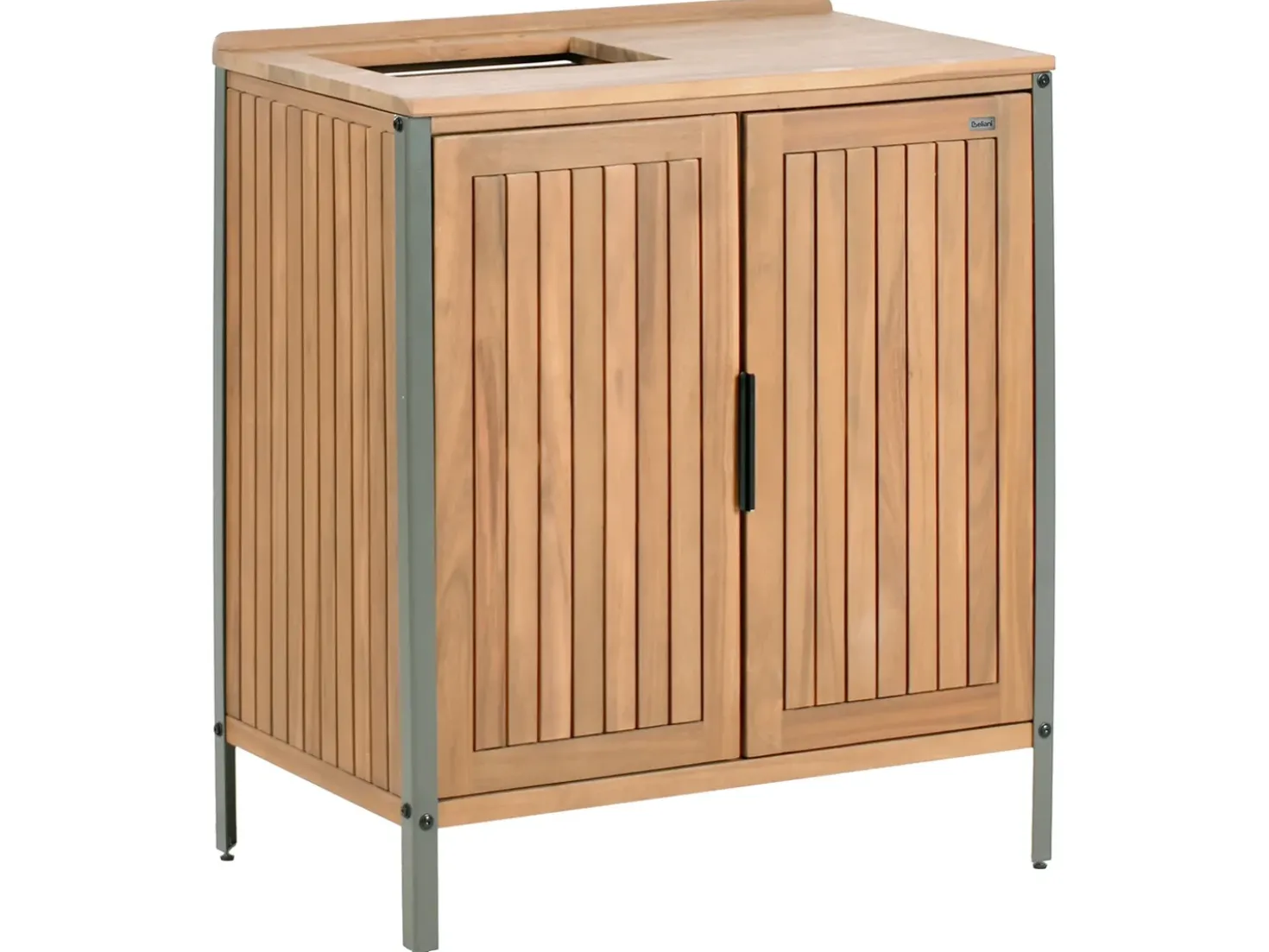 Mobile da cucina per esterni con lavello IVREA Legno di acacia certificato Marrone/Argento