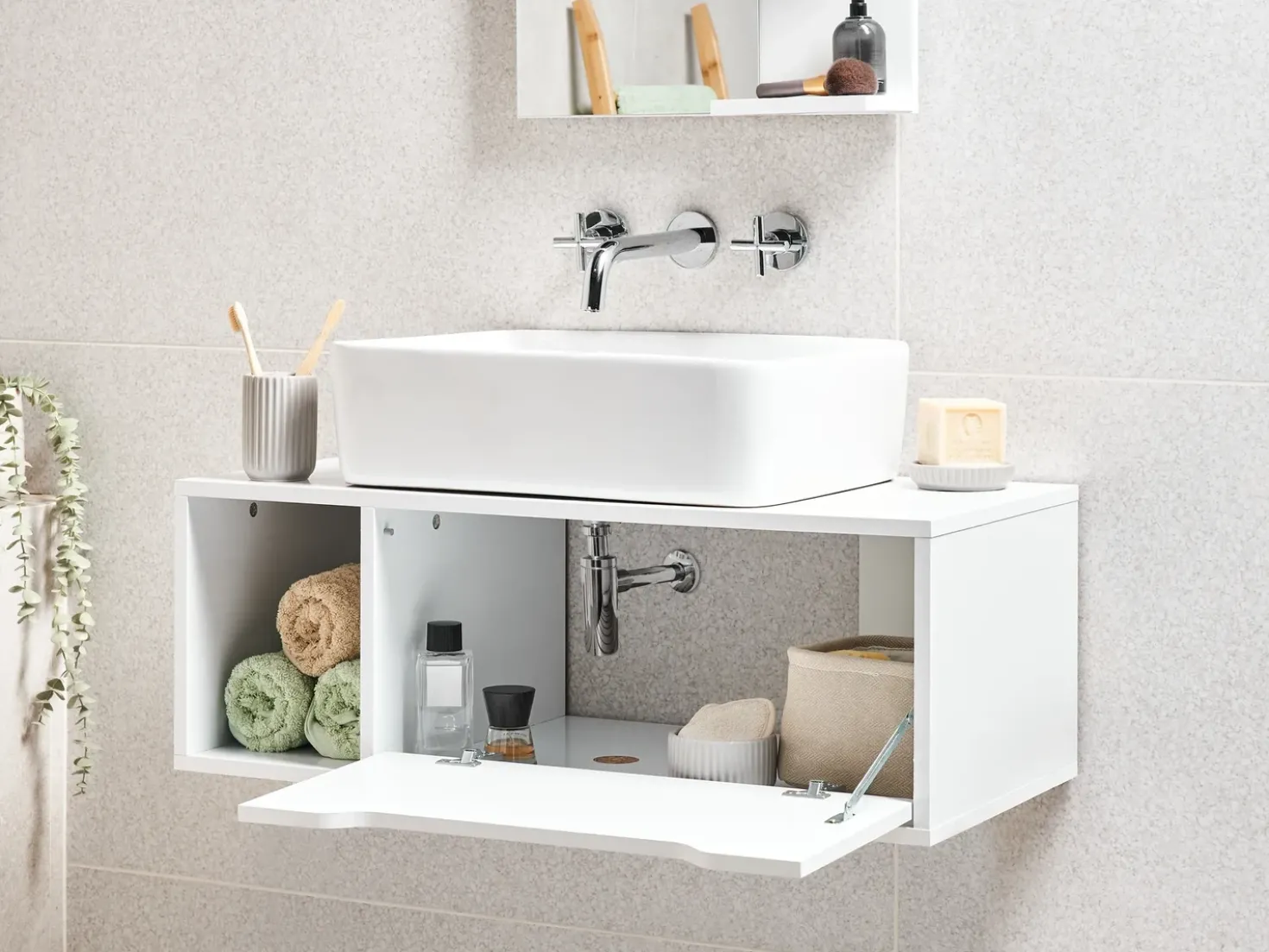 Mobile lavabo a parete CASCAVEL 80 cm Bianco