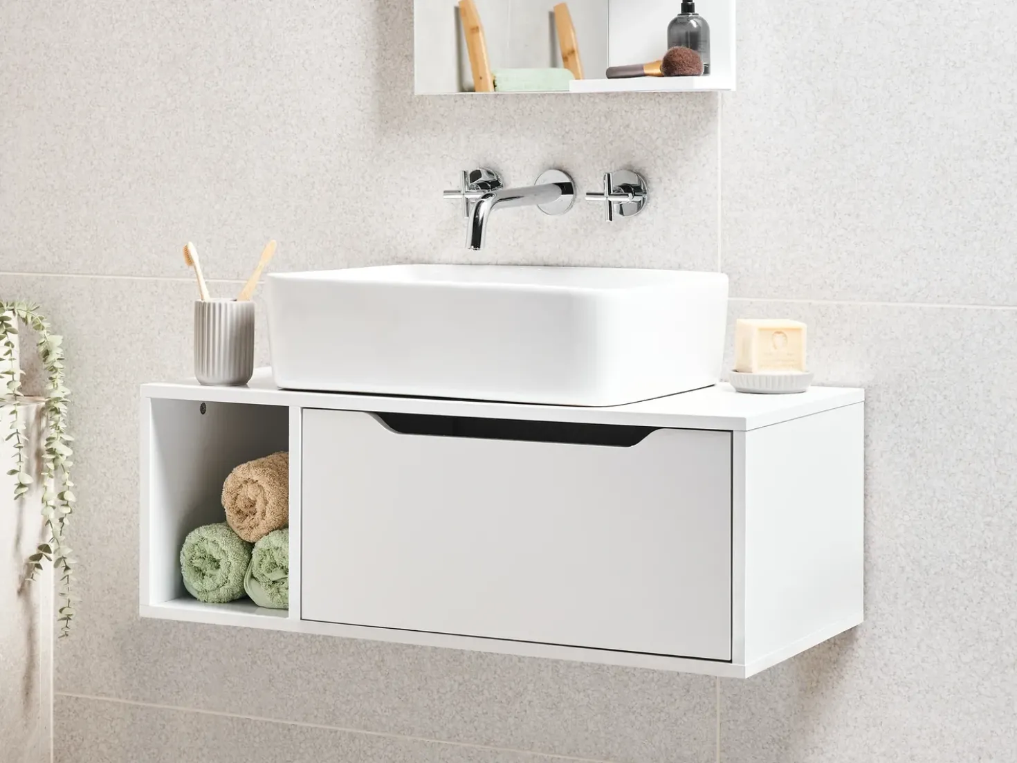 Mobile lavabo a parete CASCAVEL 80 cm Bianco