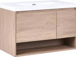 Mobile lavabo a parete con lavabo UMAYO Marrone chiaro