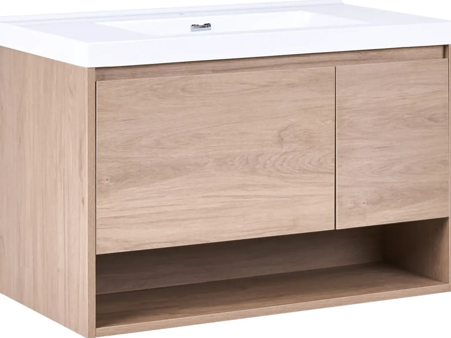 Mobile lavabo a parete con lavabo UMAYO Marrone chiaro