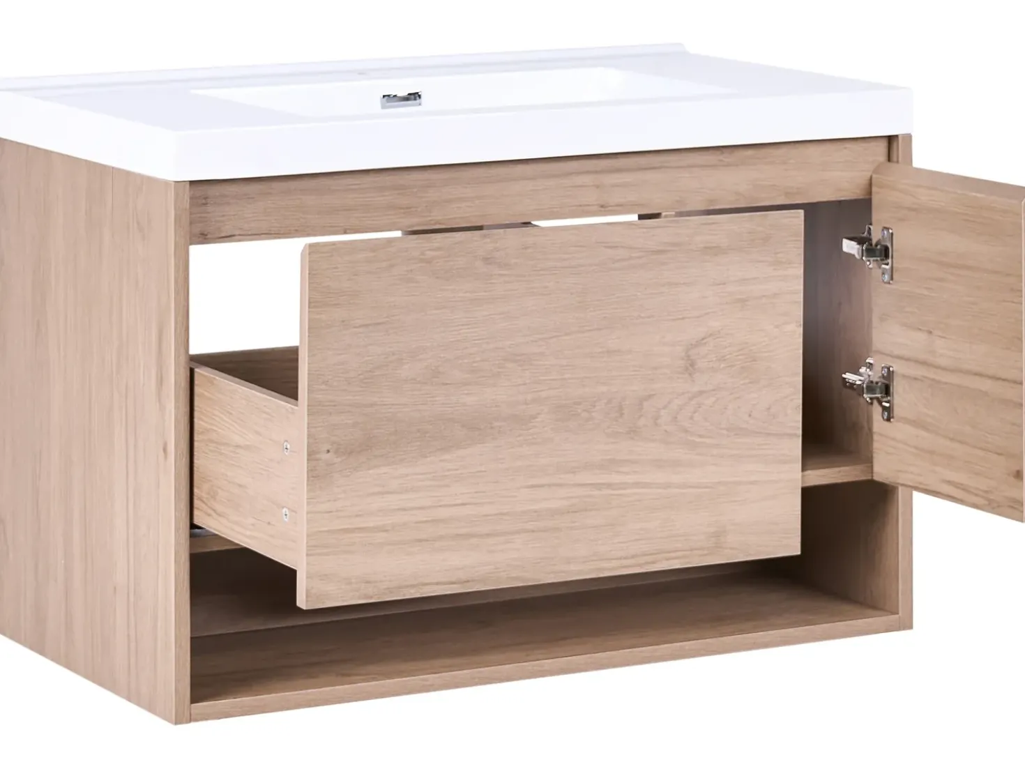 Mobile lavabo a parete con lavabo UMAYO Marrone chiaro