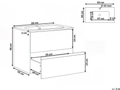 Mobile lavabo a parete con lavabo VITA Marrone chiaro