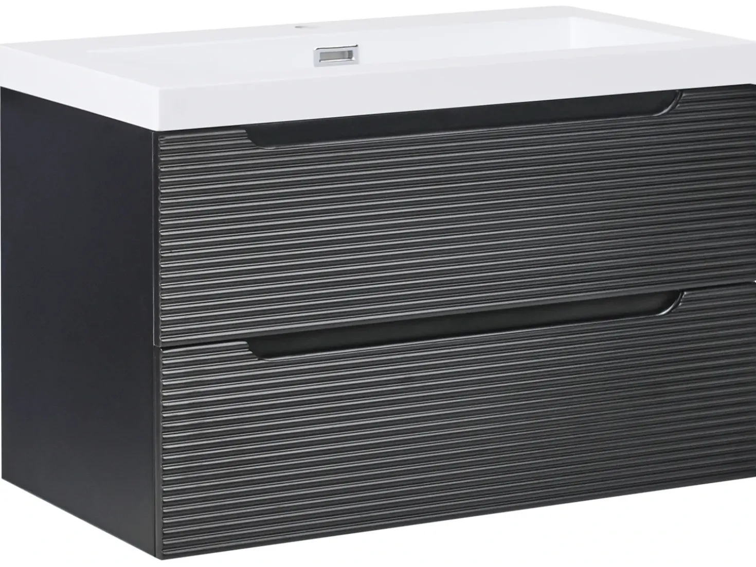 Mobile lavabo a parete con lavabo MAKANA Nero