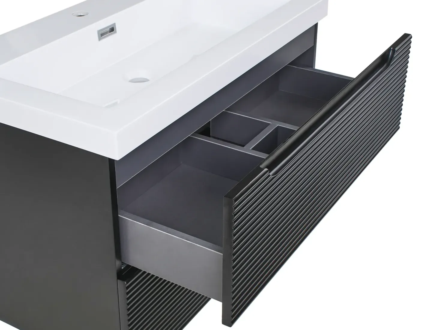 Mobile lavabo a parete con lavabo MAKANA Nero
