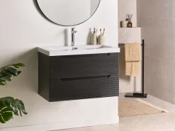 Mobile lavabo a parete con lavabo MAKANA Nero