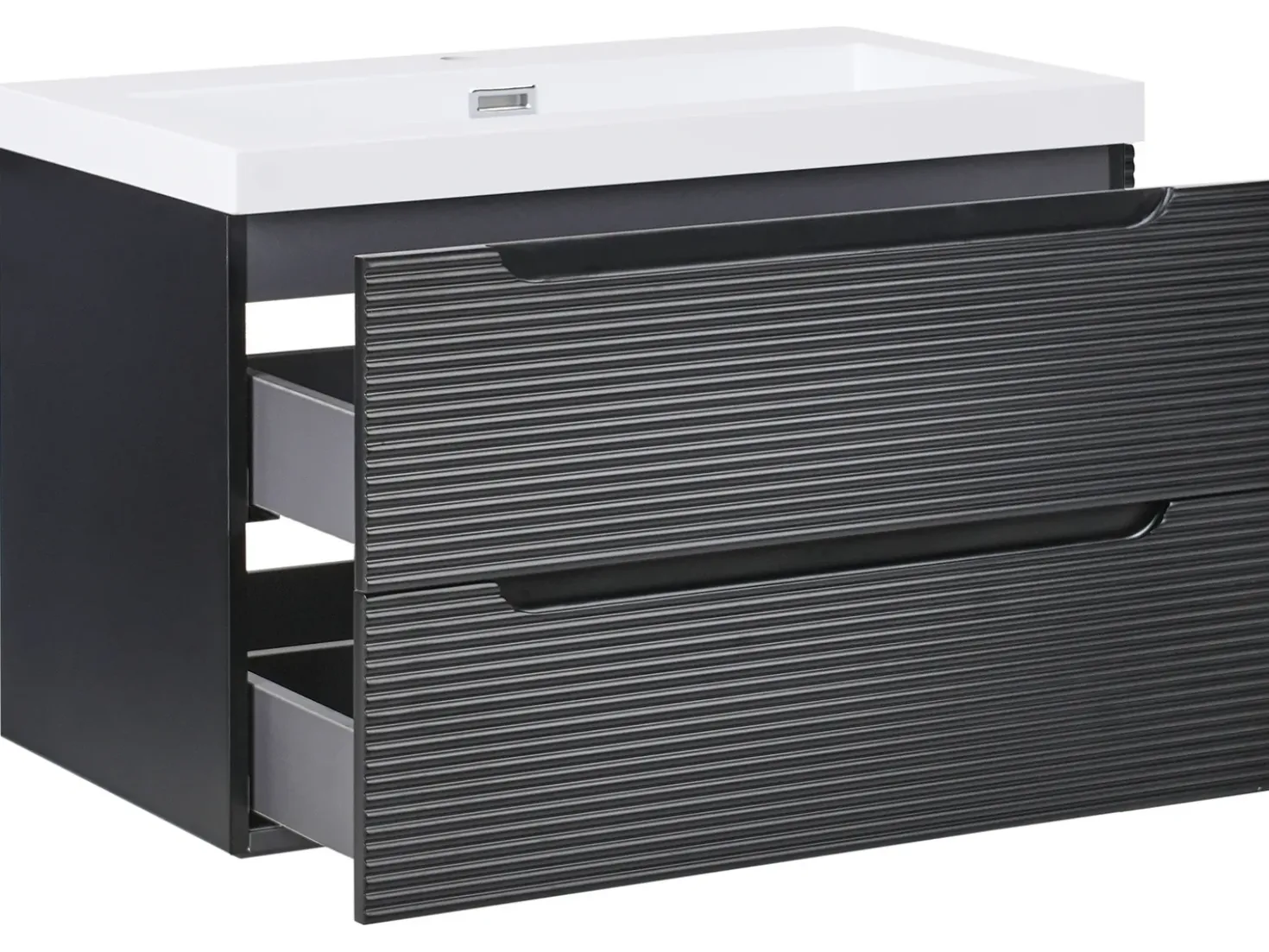 Mobile lavabo a parete con lavabo MAKANA Nero