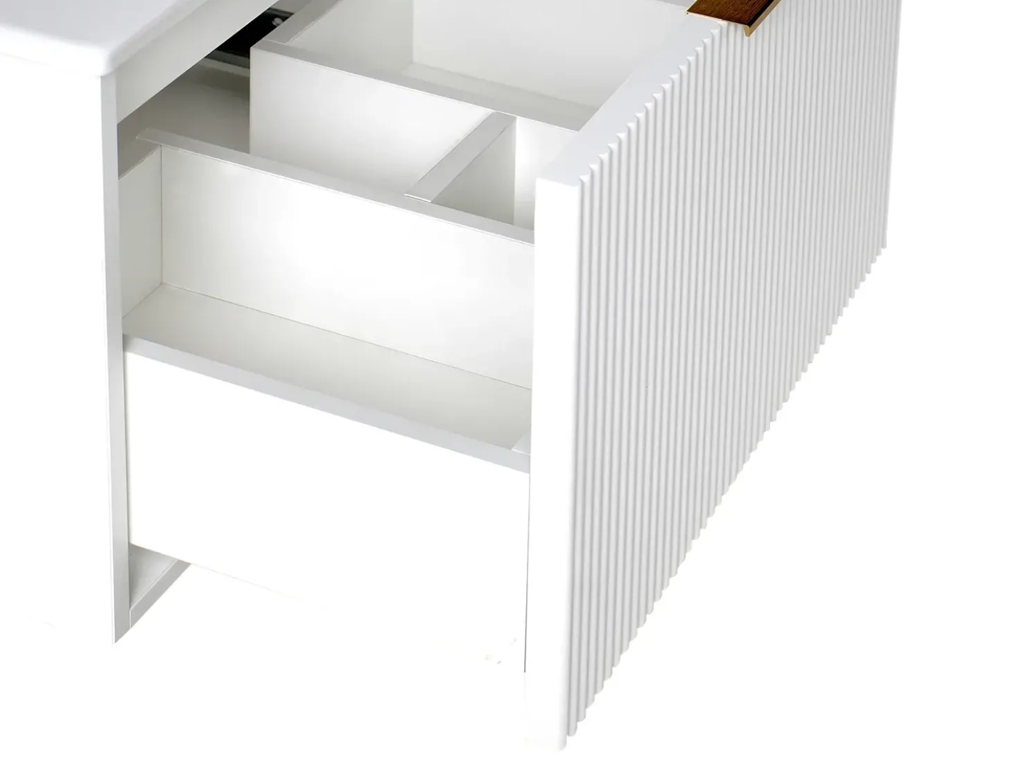 Mobile lavabo a parete con lavabo con impugnatura dorata TILCARA Bianco