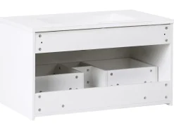 Mobile lavabo a parete con lavabo con impugnatura dorata TILCARA Bianco