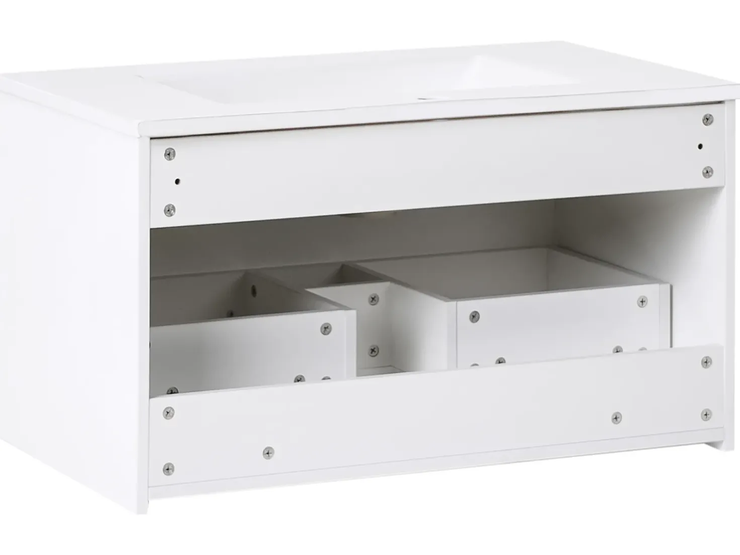 Mobile lavabo a parete con lavabo con impugnatura dorata TILCARA Bianco