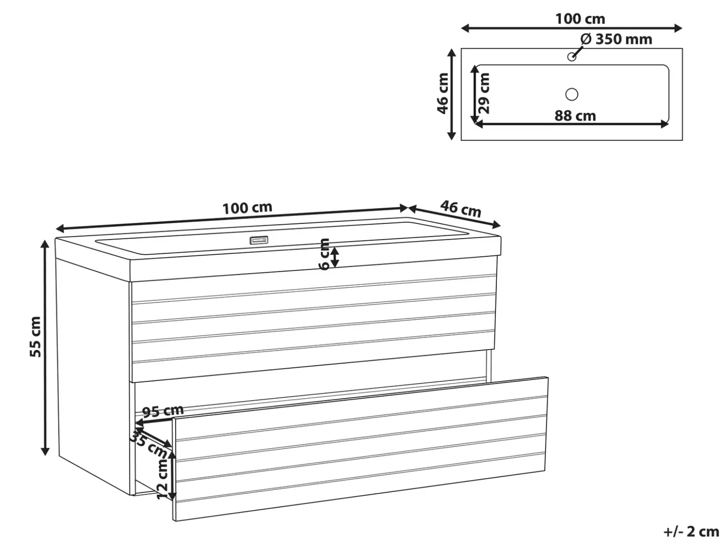 Mobile lavabo a parete con lavabo URUCU Marrone chiaro
