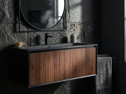Mobile lavabo a parete con lavabo TITICACA Marrone scuro