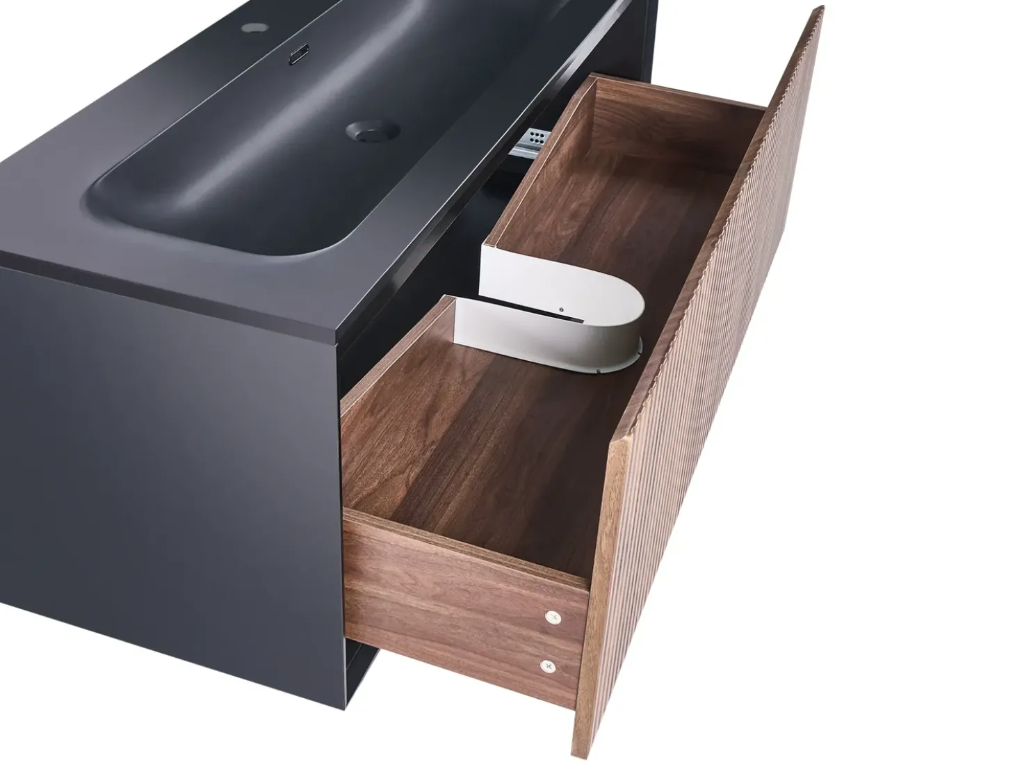 Mobile lavabo a parete con lavabo TITICACA Marrone scuro