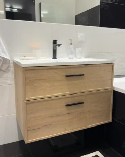 Mobile lavabo a parete con lavabo YELCHO Marrone chiaro
