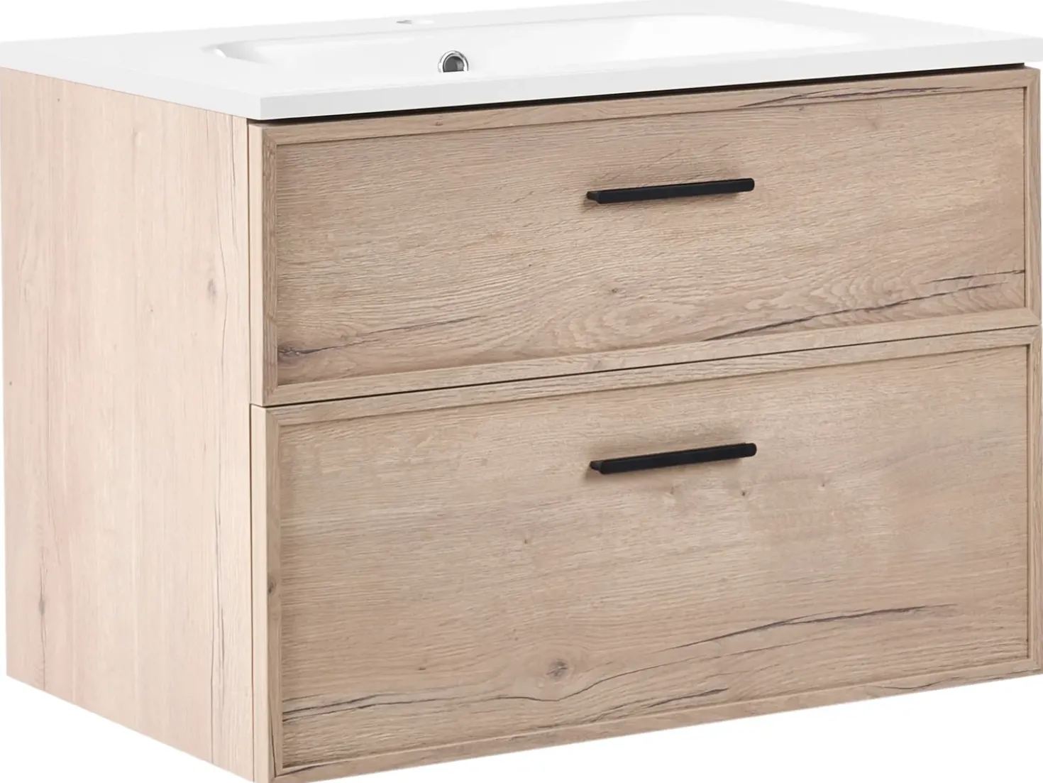 Mobile lavabo a parete con lavabo YELCHO Marrone chiaro