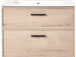 Mobile lavabo a parete con lavabo YELCHO Marrone chiaro